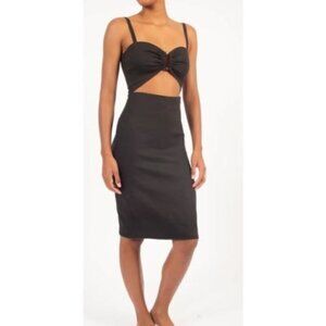 Anemos The Tortoise Cutout Midi Dress in Stretch Linen Women Size Medium NWT